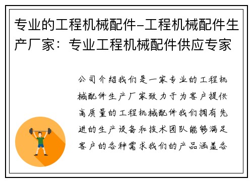 专业的工程机械配件-工程机械配件生产厂家：专业工程机械配件供应专家